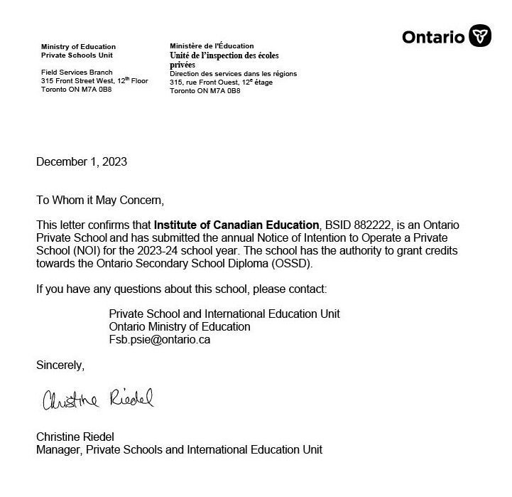 ministry of education canada